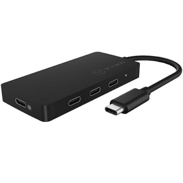 USB хъб, Icy Box, Raidsonic, 4 порта, USB Type-C, PD, черен