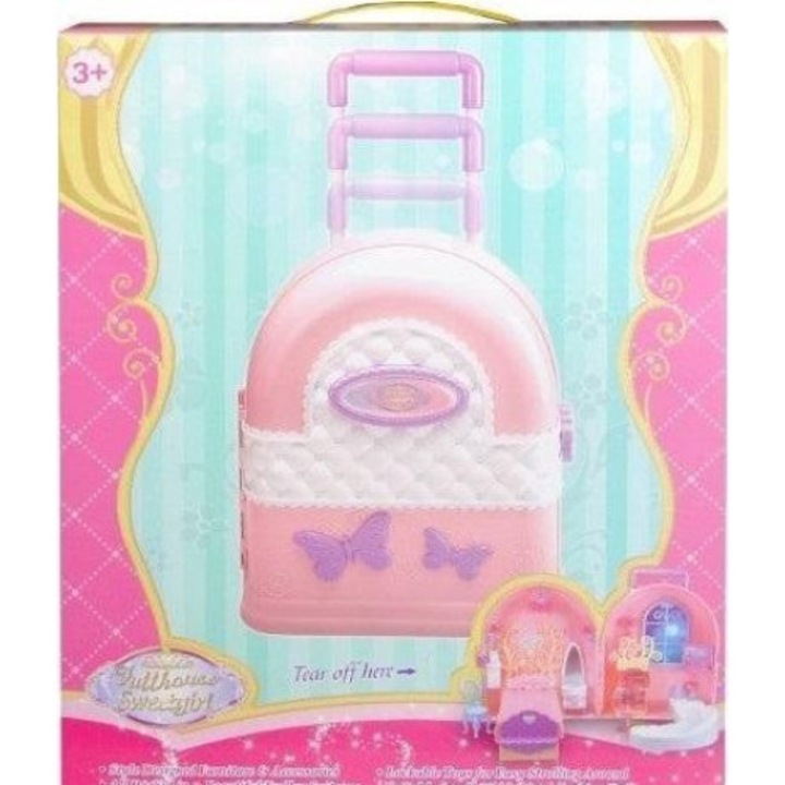 Mobilier pentru papusi, Swede, Valiza, Roz, 3+