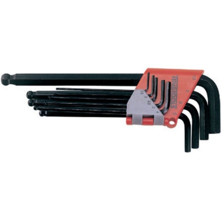Set 9 chei hexagonale tip L 1,5 - 10 mm cu bila Teng Tools 117240101, 625562