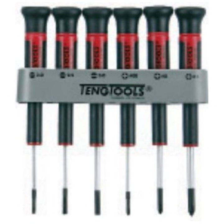 Комплект прецизни отвертки, Teng Tools, 6 броя, черни