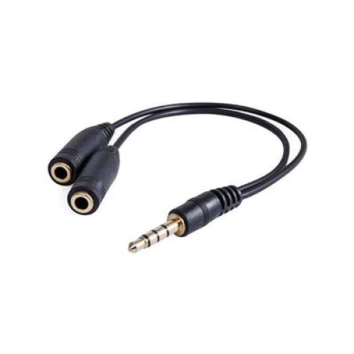 Cablu audio, Jack 3.5 mm M la 2 x F. 0.2, Stereo, Negru