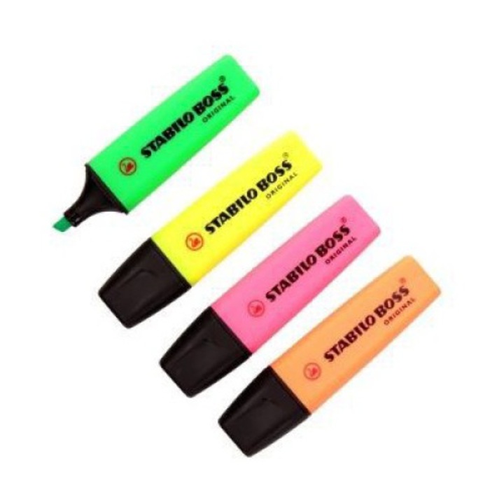 4db-os szövegkiemelő típusú marker készlet, Stabilo Boss, Többszínű