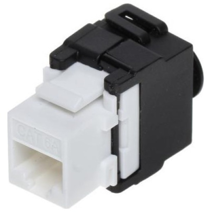 Conector Keystone, UTP Cat 6A, Negru/Alb