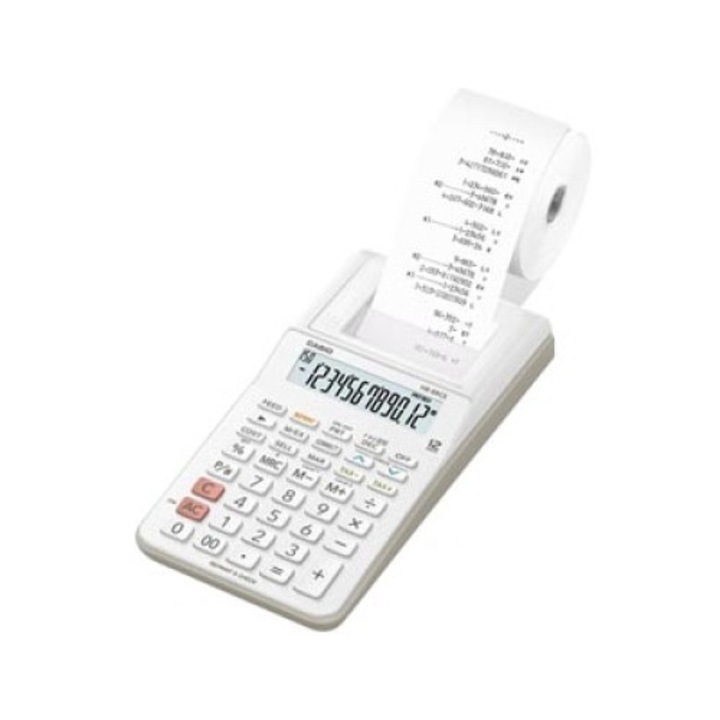 Calculatoare de birou Casio HR-8RCE, Check & Correct, imprimanta integrata, Alb, 230V