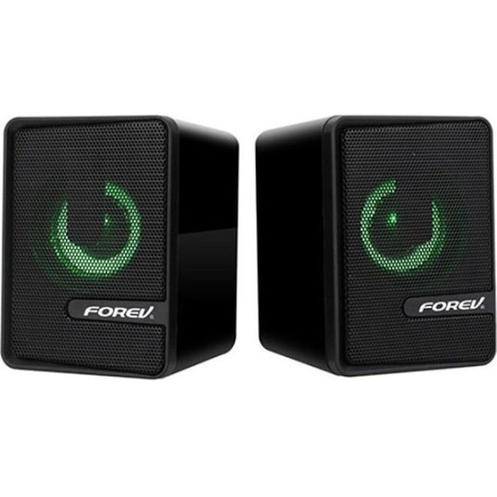 Boxe pentru computer, Forev, LED RGB, Negru