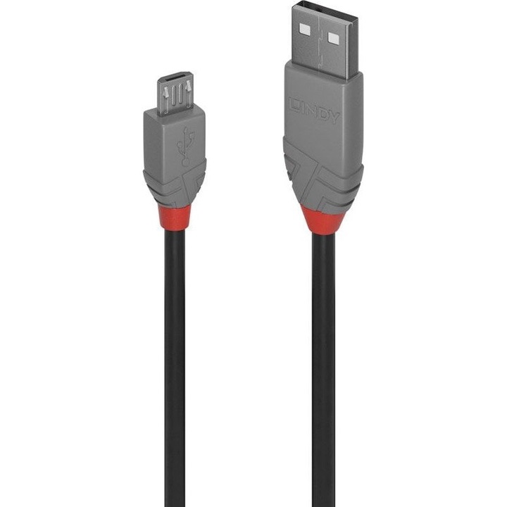 Kабел USB 2.0 LINDY Anthra Line 36730, Type A към Micro-B, M-M, 0.2 м