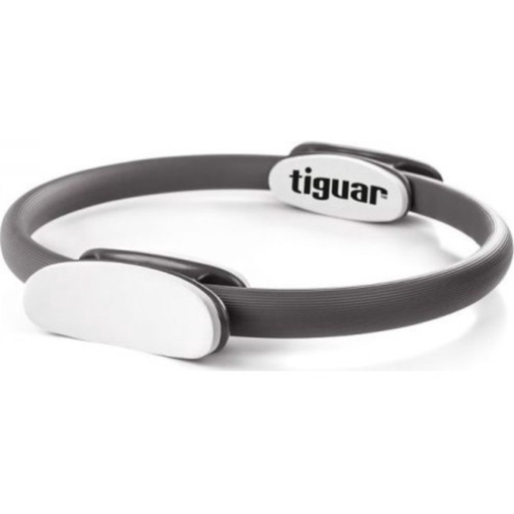 Cerc flexibil Pilates, Tiguar, 38 cm, Gri/Alb