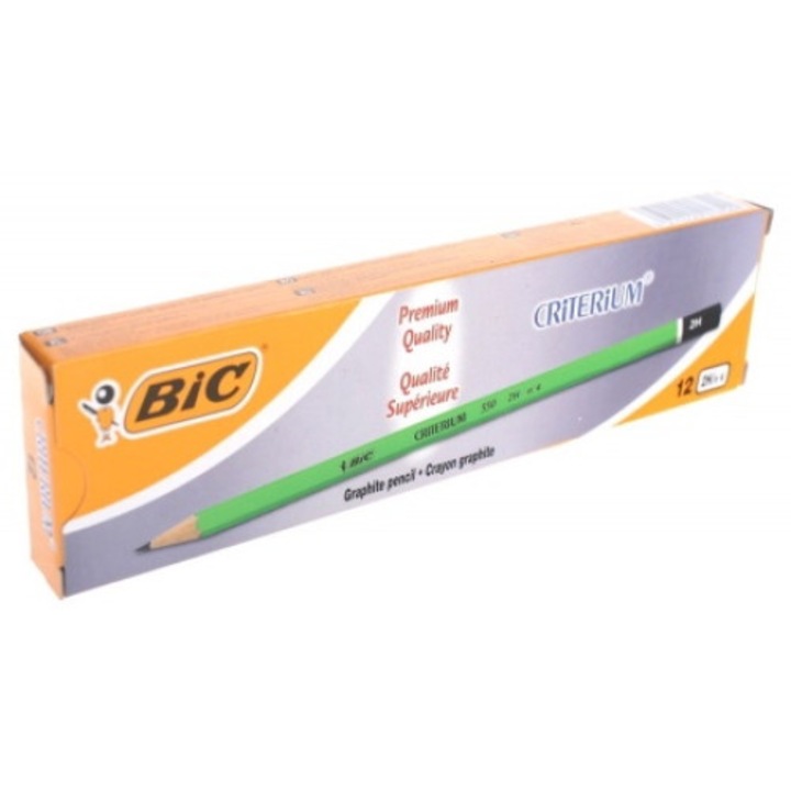 12 db fekete ceruza készlet, BIC, grafit, zöld