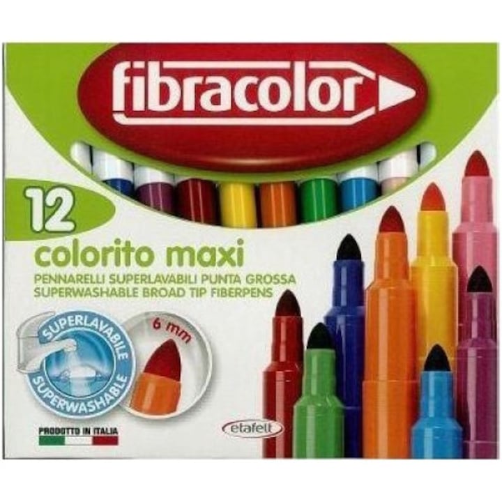 Комплект от 12 карти Fibracolor, Colorito Maxi, Multicolor