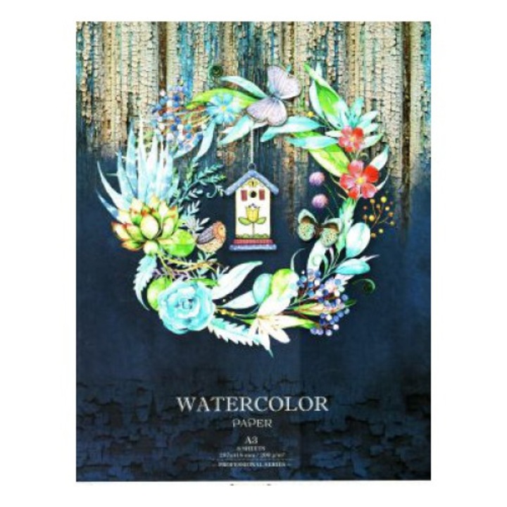 Caiet desen pentru acuarele, Fresh, A3, 8coli, Multicolor