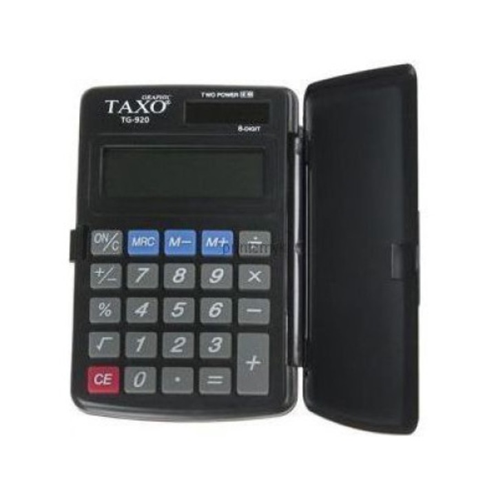 Офис калкулатор, Taxo, с 8 цифри, Пластмаса, Черен