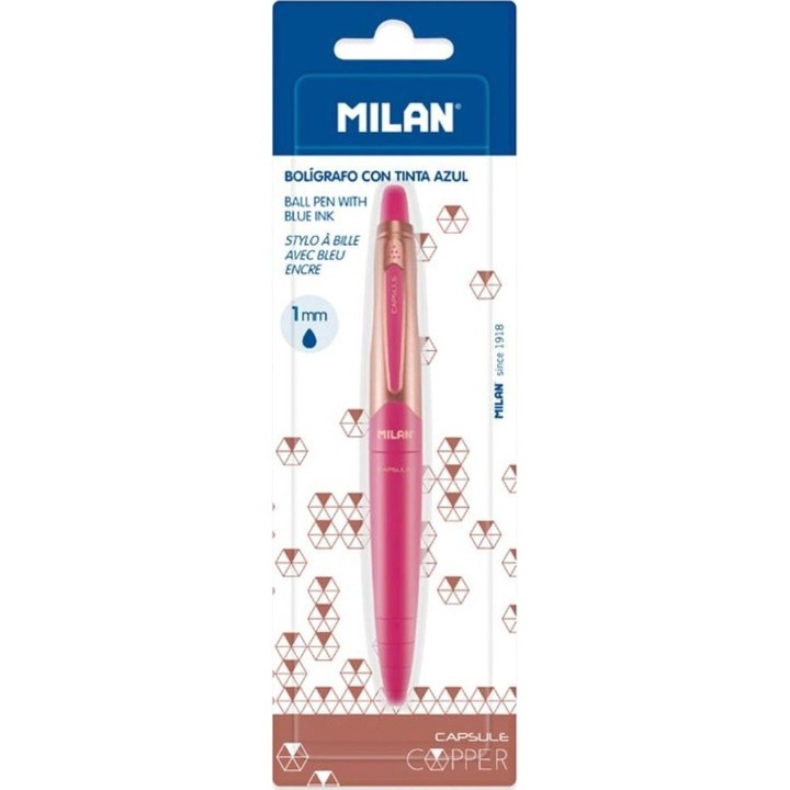 Медна химикалка, Милано, Синя вложка, Розова