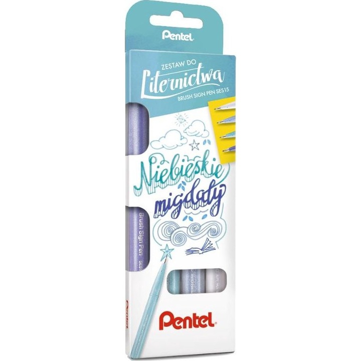 Set pixuri caligrafie, Pentel. 4 culori