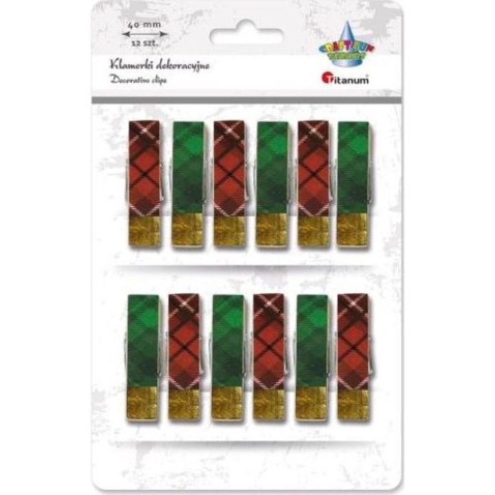 Set 12 cleme rufe, Titanum, Lemn, Cu autocolant, Multicolor