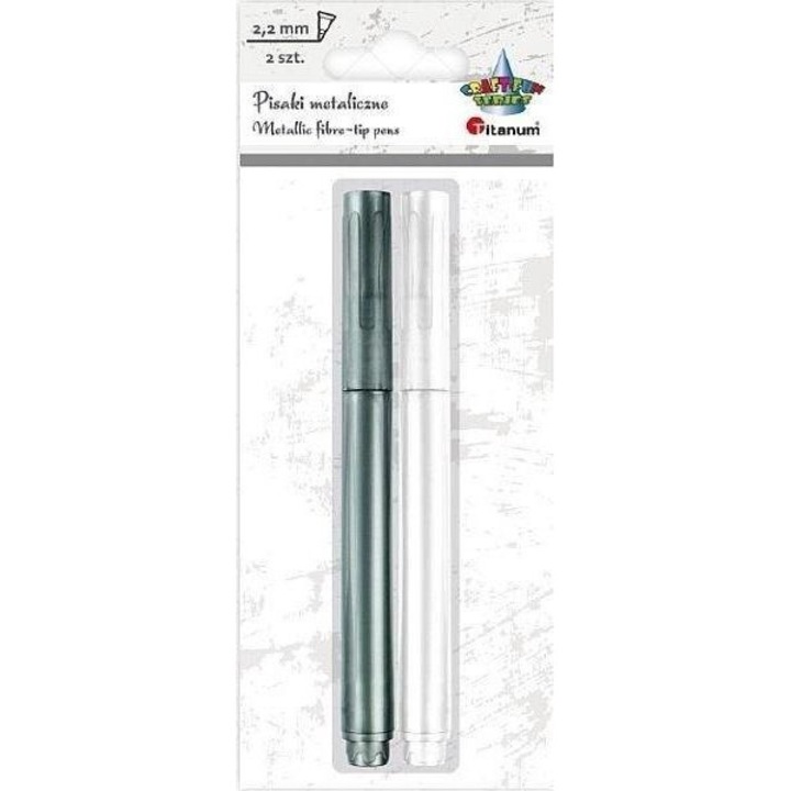 Set 2 markere, Titanum, Metalic, Alb/Argintiu
