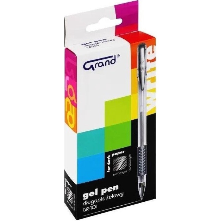 Set 12 Pixuri, Grand, Gel, 0.5 mm, Argintiu