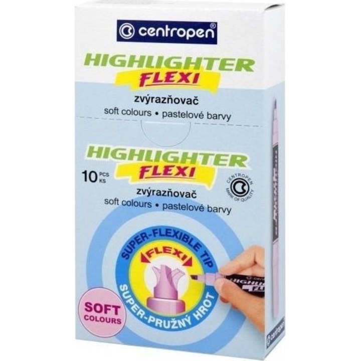 Set de 10 markere, Centropen, Galben pastel