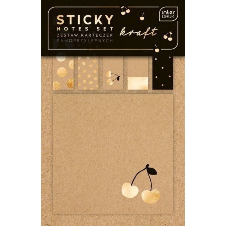 Set de note adezive, Interdruk, Maro/Auriu