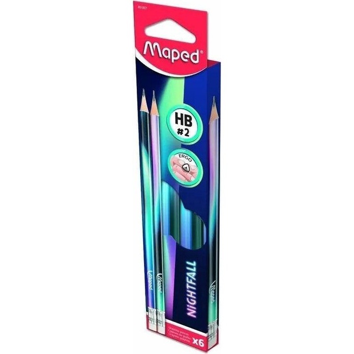 Set 6 creioane, Maped, rasina sintetica, Grafit, Multicolor
