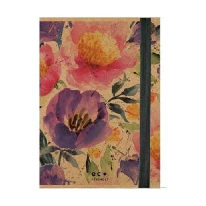 Dosar A4 cu banda elastica Passion Flowers, Multicolor