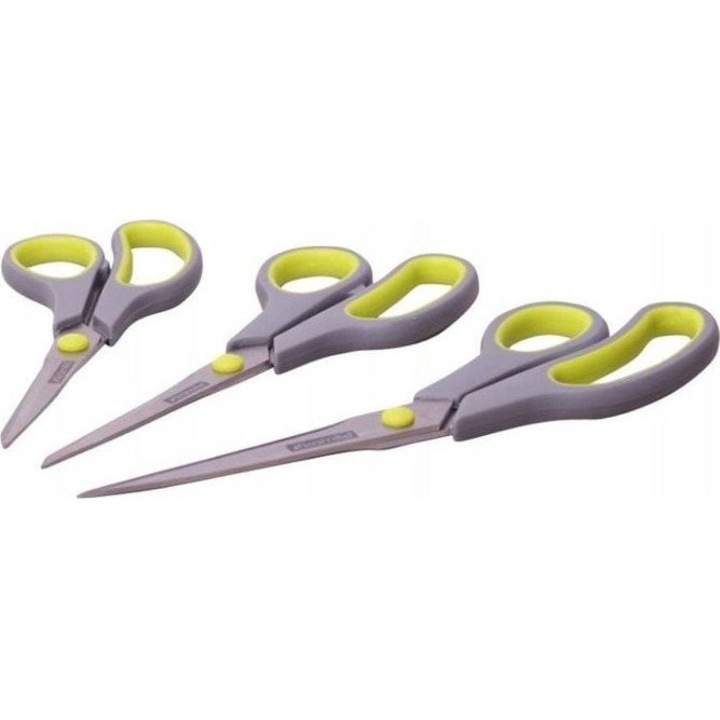 Set 3 foarfece, Kamille, Otel inoxidabil, 14 cm, 17 cm, 21.5 cm, Gri