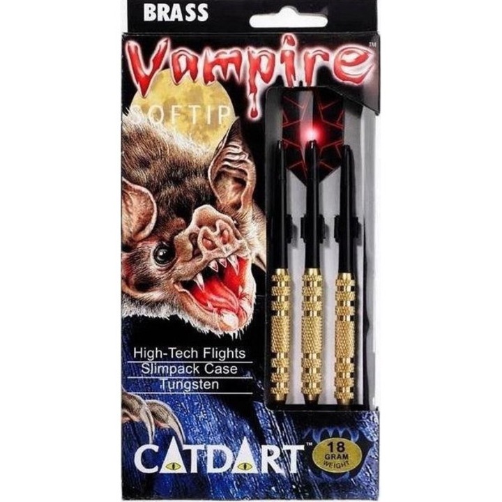 3 db-os darts készlet, taktikai, Catdart, SoftTip, vámpír, sárgaréz, arany/fekete,