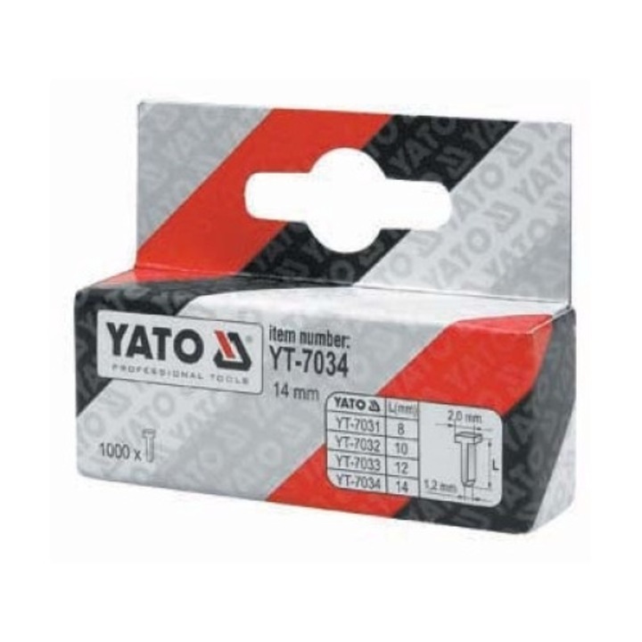 Set 1000 capse, Yato, 14 mm, Argintiu