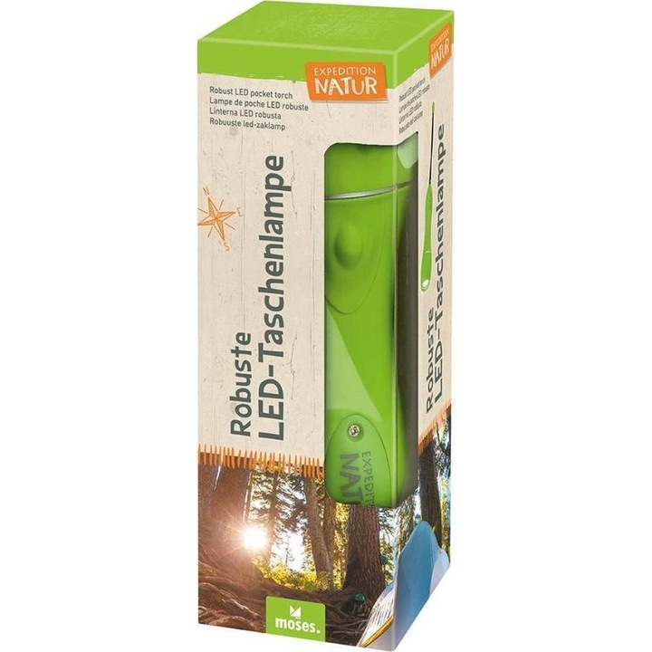 Lanterna, Moses, LED, 20m, 2 baterii AA, Verde
