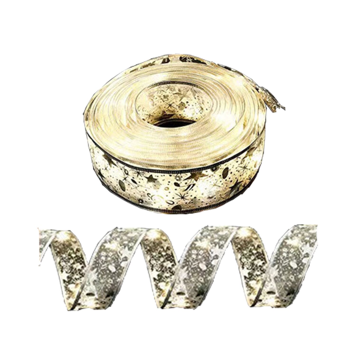 Коледна светеща лента, LED, 5м, С батерии, Златна - eMAG.bg