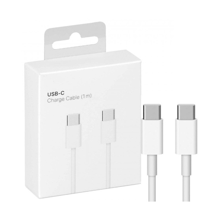 Кабел fixGuard Power Delivery, USB C към USB C, USB 3.2, Gen2, 100cm за Apple iPhone 15 / 15 Plus / 15 Pro / 15 Pro Max, White