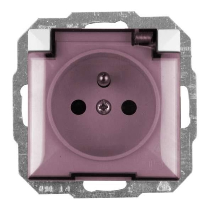 Priza simpla, Opal, Cu impamantare, Mov/Argintiu