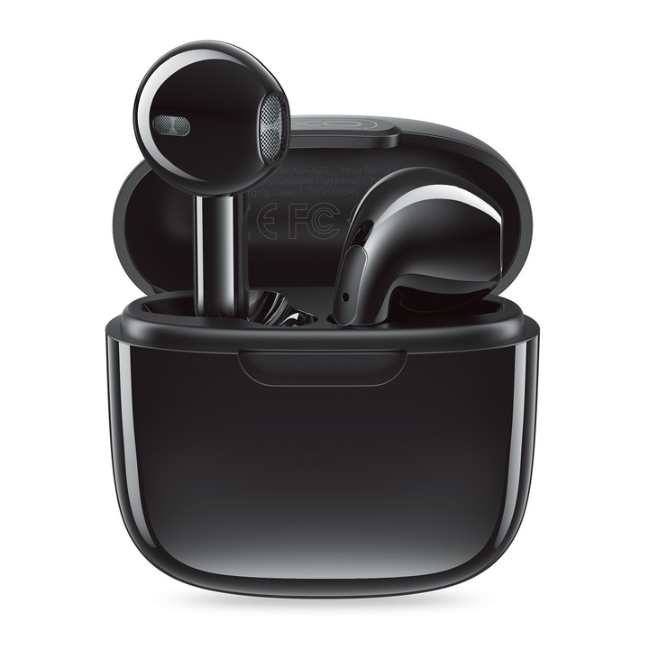 Vezeték nélküli fejhallgató, mikrofonnal, 4 órás autonómia, Bluetooth XO X23 TWS fekete