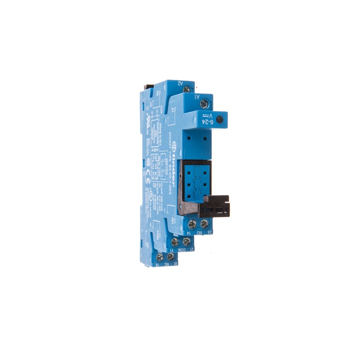 Soclu releu, Finder, 8 pini, 10 A, 250 V, Montare DIN, IP20, 88.4 x 14 x 77.1 mm, Albastru