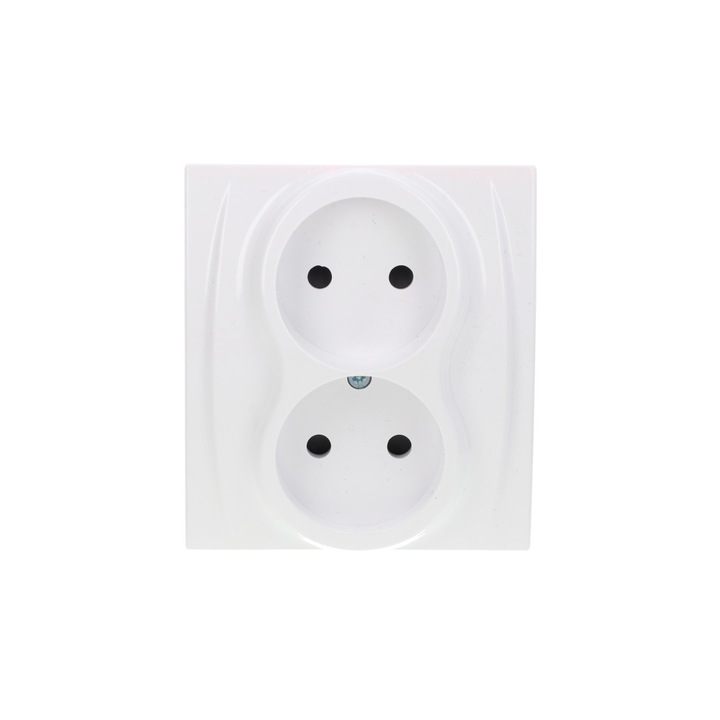 Priza dubla Karlik, 2x2P, alb, 230V, IP20