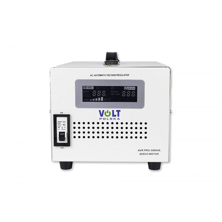 Feszültségstabilizátor, Volt, LCD kijelző, 230 V, Fehér/fekete