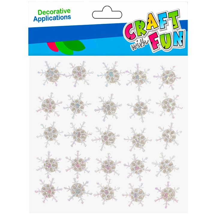 Set 25 fulgi decorativi, Craft with Fun, Argintiu