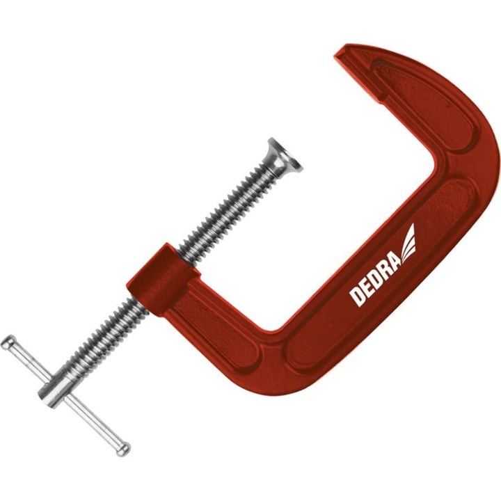 Clema de tamplarie, Dedra, 76 mm, Argintiu/Rosu