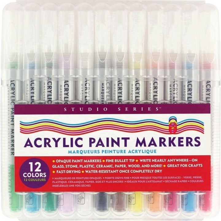 Акрилни маркери, Peter Pauper Press, 12 цвята, Multicolor