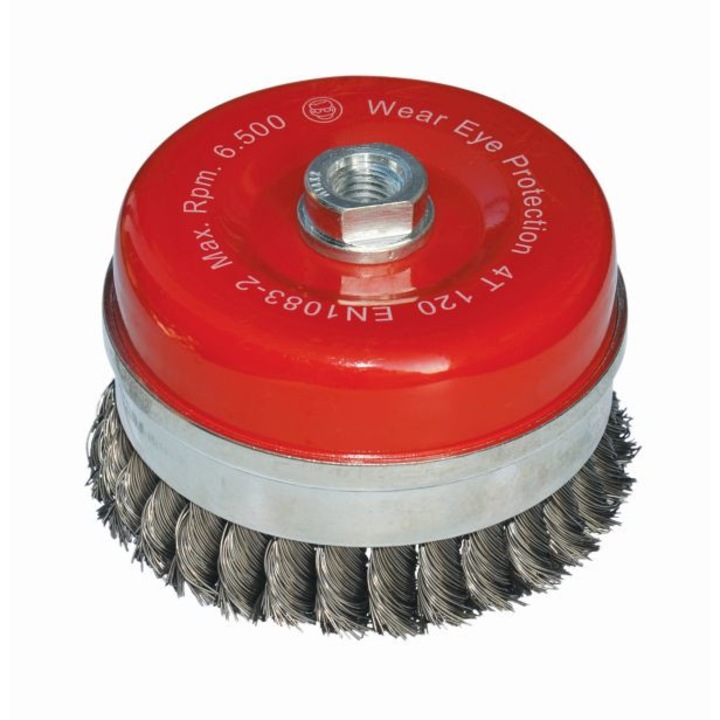 Perie de sarma, Abraboro, Circulara, 120 mm/M14 , Rosu/Argintiu