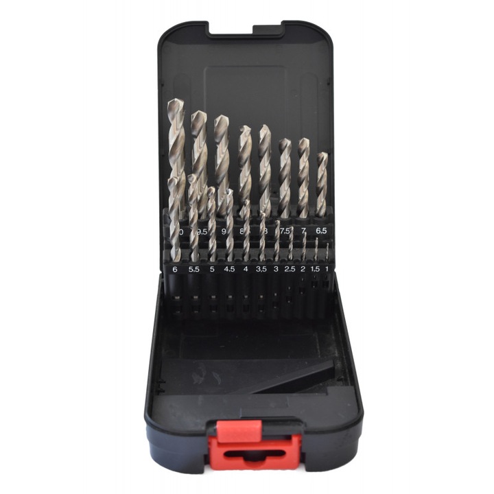 Set 19 burghie pentru metal, Abraboro, Otel, 1-10 mm, Argintiu / Negru