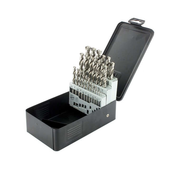 Set de 25 burghie pentru metal, Abraboro, Otel, 1-13 mm, Argintiu