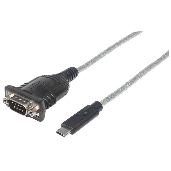 Manhattan 151283 USB-C atalakito RS232 / COM / DB9 M / M atalakitojahoz 45 cm-es kabel