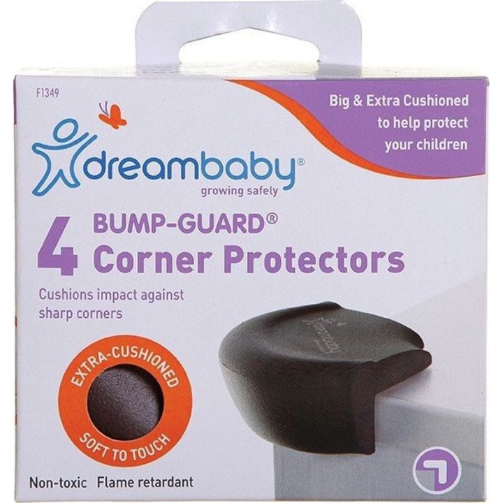 Protectie colturi mobila, Dreambaby, Plastic, Maro, 4 bucati