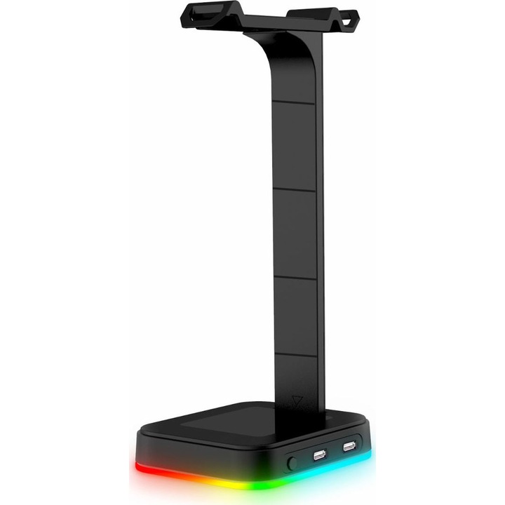 Стойка за слушалки, Mozos D9, RGB, Черна