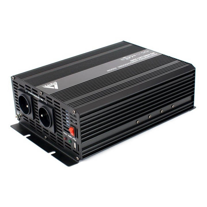 Invertor auto, AZO, 12V/230V, IPS-4000, 4000W, Negru