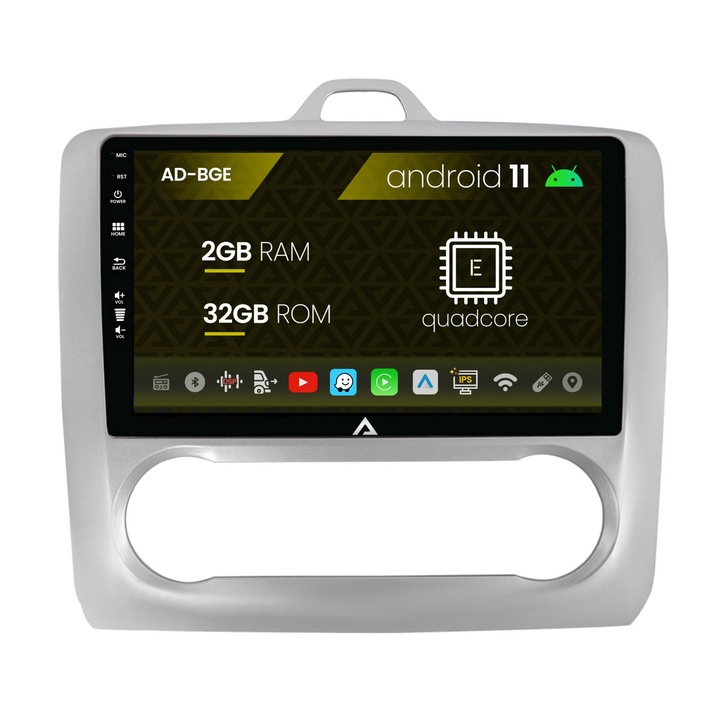 Navigációs autodrop Ford Focus MK2 (2004-2011), automatikus klímavezérlés, Android 11, E-Quadcore, 2GB RAM, 32GB ROM, 9 hüvelyk - AD-BGE9002, AD-BGRKIT117