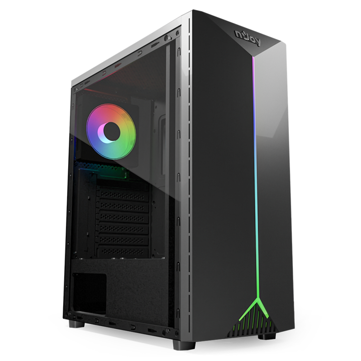 Кутия nJoy Anil, RGB, Middle Tower, ATX, без захранване, Черен