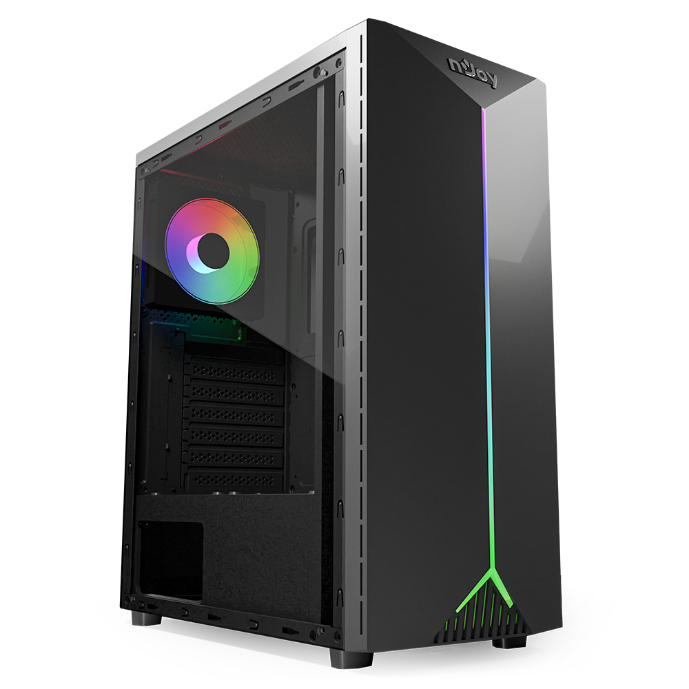 Carcasa nJoy Anil, RGB, Middle Tower, ATX, fara sursa, Black