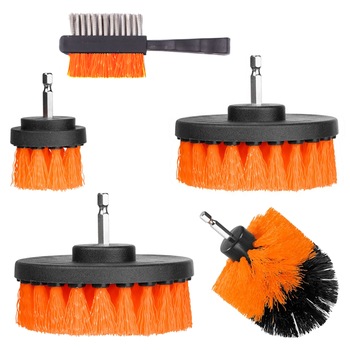 Set 5 perii curatare auto cu duritate medie, pentru spalat mocheta auto, covoare, curatat scule garaj, cu adaptor bormasina autofiletanta