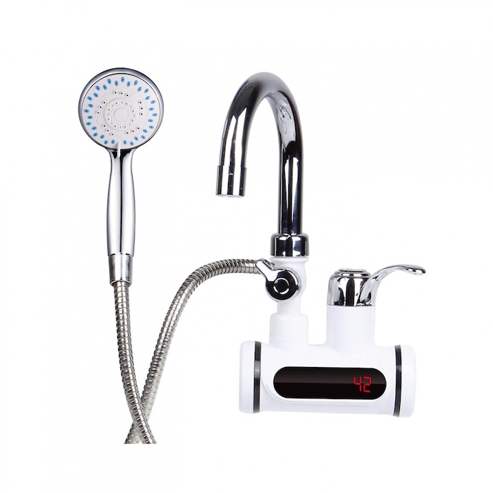 Robinet instant heater de perete, cu sistem de dus inclus, 3000 W